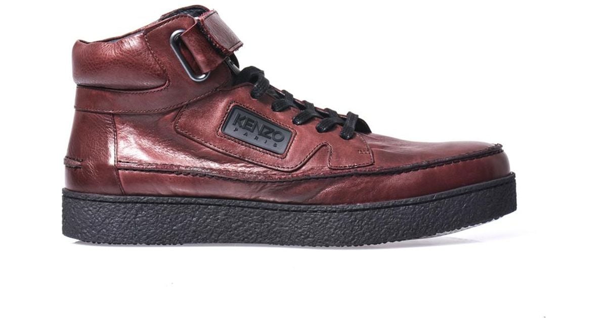 KENZO Kenyon Hightop Trainers in Burgundy (Red) for Men | Lyst