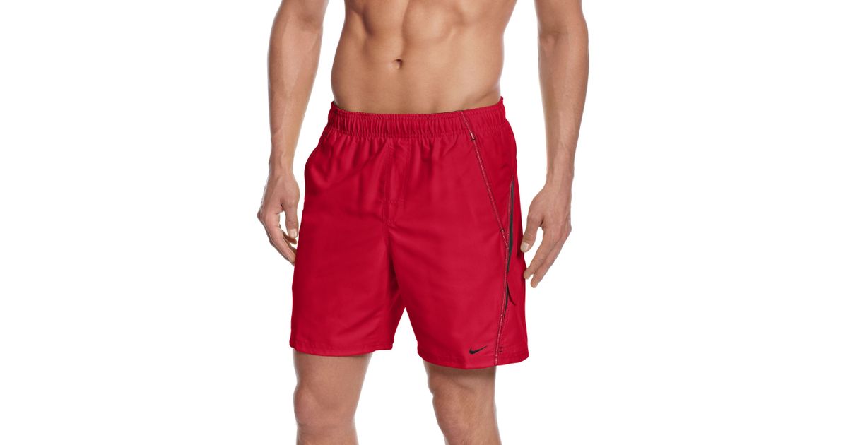 Nike Core Velocity 7 Volley Swim Trunks in University Red (Red) for Men