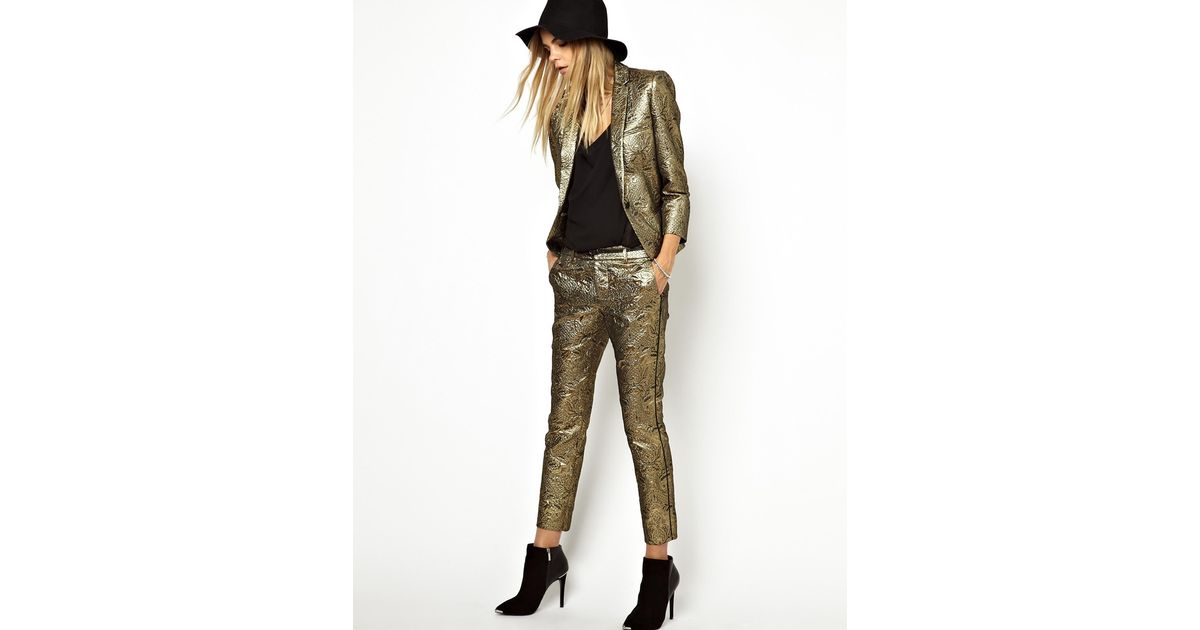 Voltaire Trousers in Gold Brocade 