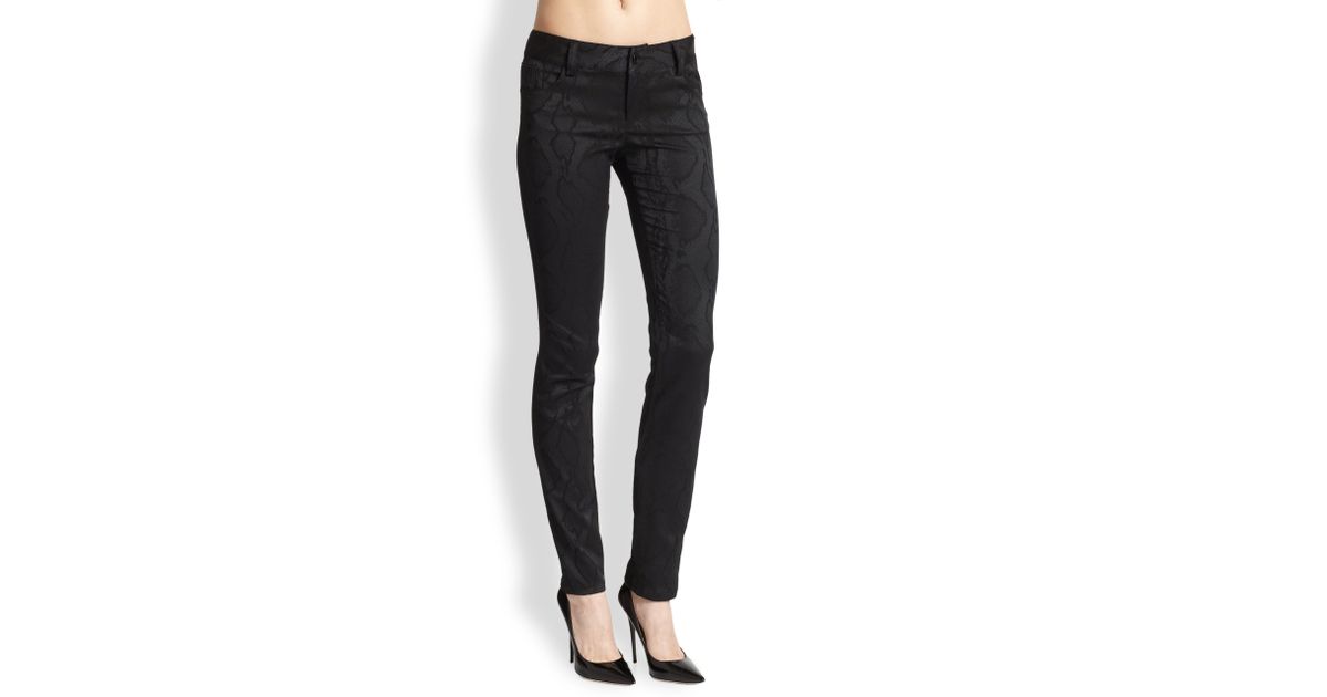 black satin skinny jeans