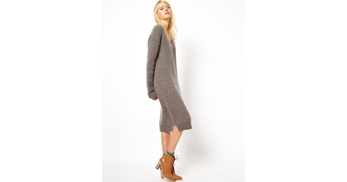 grey midi jumper dress