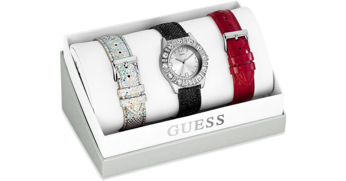 guess watch interchangeable leather strap