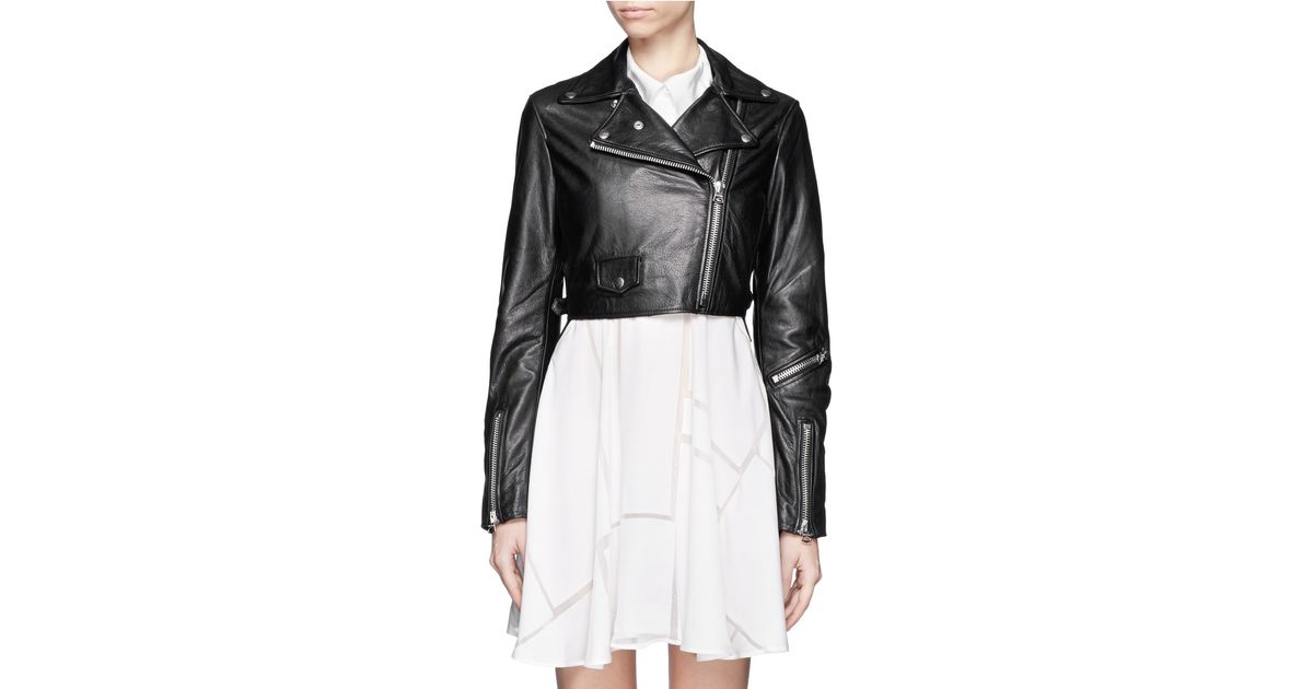 acne cropped leather jacket