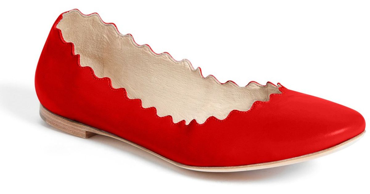 chloe scalloped suede ballet flats