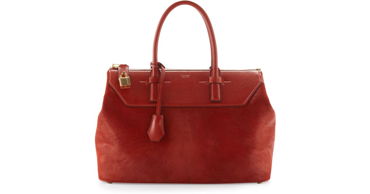 Tom Ford Womens Calf Hair Zip Doctor Bag Rust In Red Lyst Womens Calf Hair Zip Doctor Bag Rust