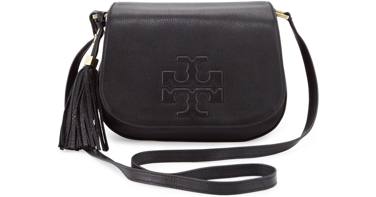 Lyst Tory Burch Thea Crossbody Saddle Bag Black In