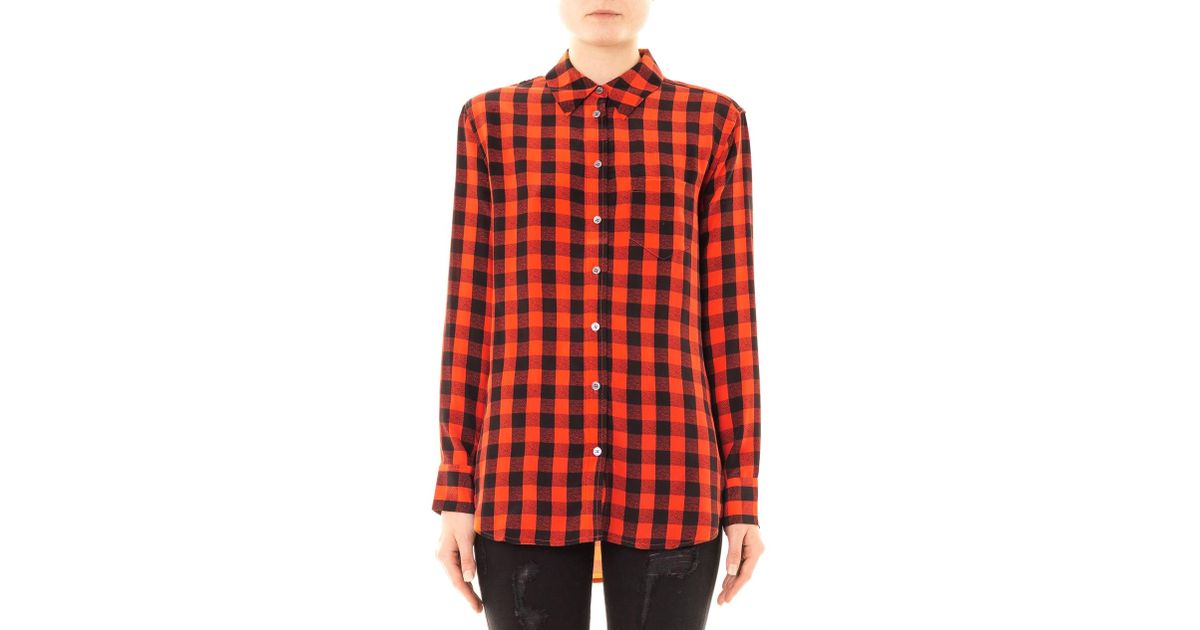 Equipment reese single pocket plaid silk blouse