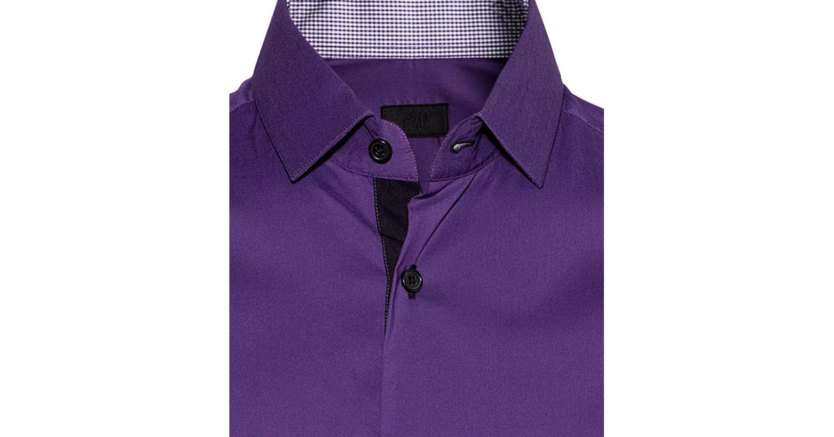 H&M Slim Fit Shirt in Purple for Men | Lyst