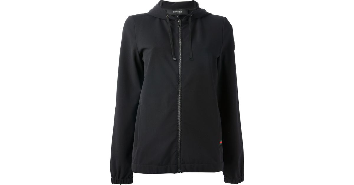 Gucci Zip Up Hoodie in Black | Lyst