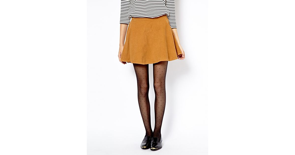 ASOS American Apparel Corduroy Skater Skirt in Camel (Yellow) Lyst