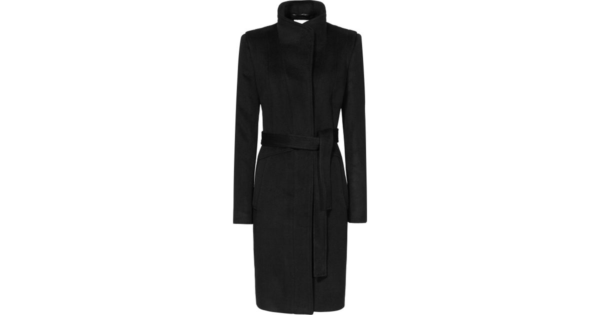 Reiss Evia Longline Belted Coat in Black | Lyst