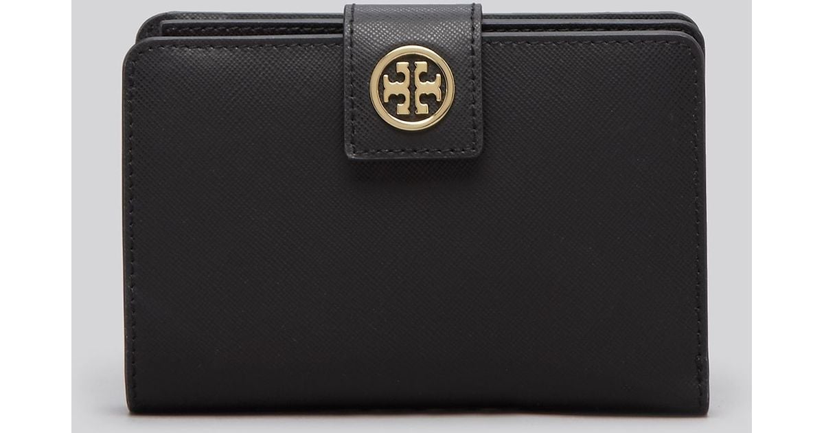 Tory Burch Wallet Robinson French Bi Fold in Black/Black (Black) Lyst