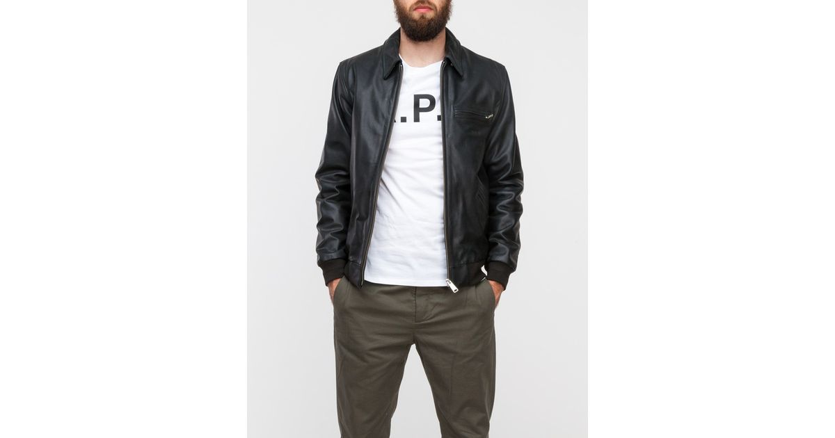 Lyst A P C Detroit Leather Jacket In Black For Men