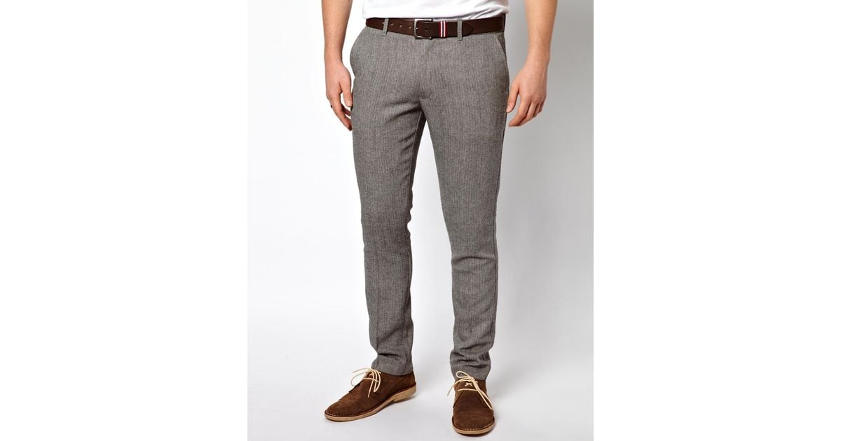 ASOS Farah Vintage Slim Fit Wool Pant in Gray for Men - Lyst