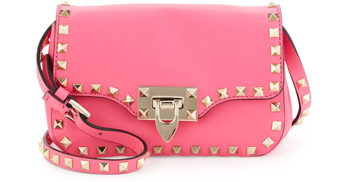 Lyst Valentino Rockstud Mini Crossbody Bag Pink In