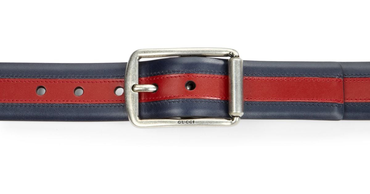 Gucci Multicolored Leather Belt in Blue for Men (blue-red) | Lyst