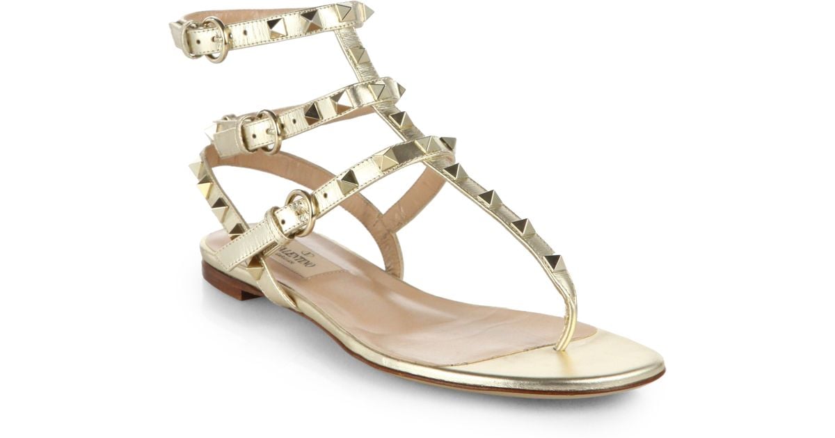 valentino rockstud metallic sandals