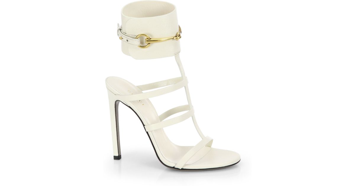 Gucci Ursula Leather Cage Sandals In White Lyst