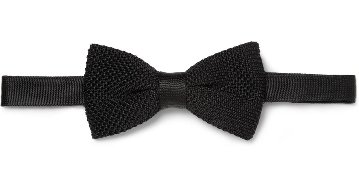 Download Burberry Knitted Silk Bow Tie in Black for Men - Lyst