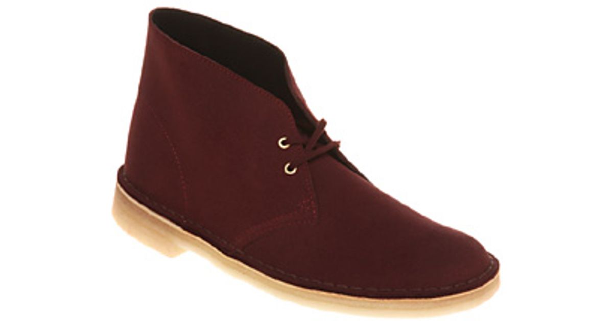 Men's Clarks Originals Desert Boots Burgundy Tumbled Leather 261 25547 