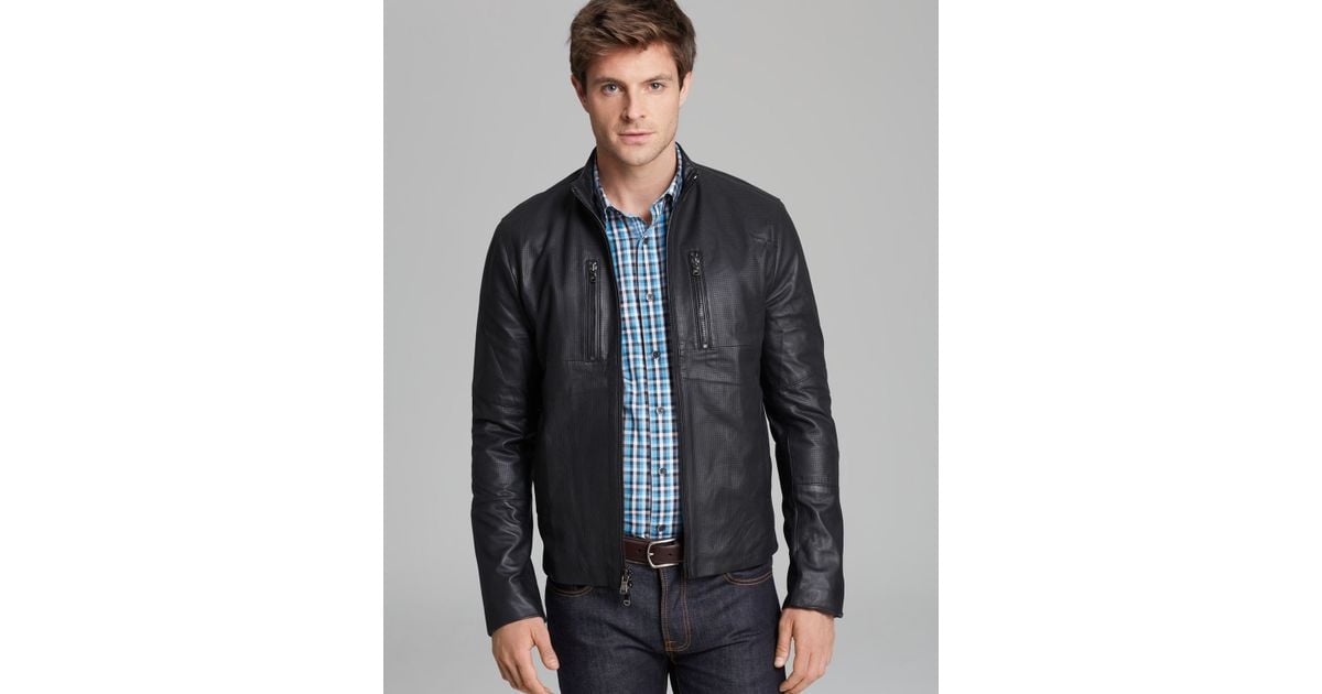 michael kors men's leather racer jacket