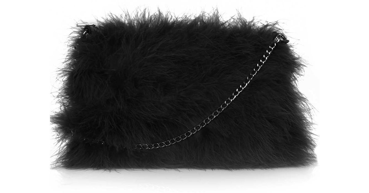 topshop black fluffy bag