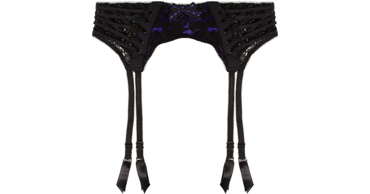 Agent provocateur Rudy Lace and Silk Suspender Belt in Black | Lyst