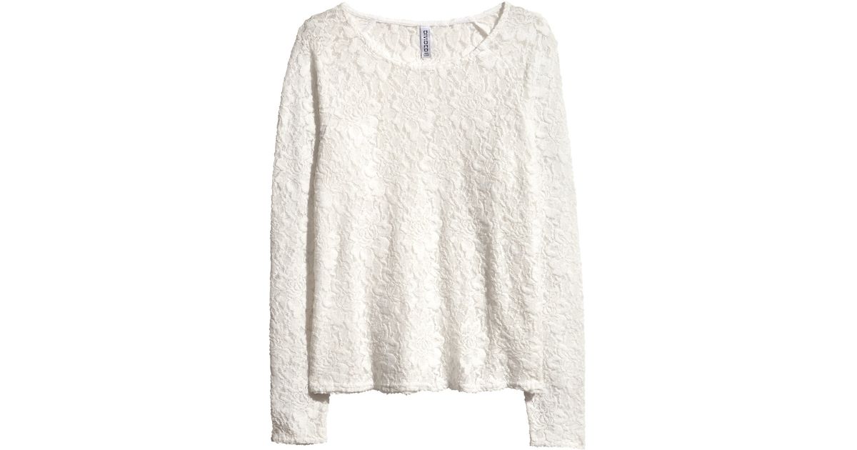 H&M Lace Top in White | Lyst