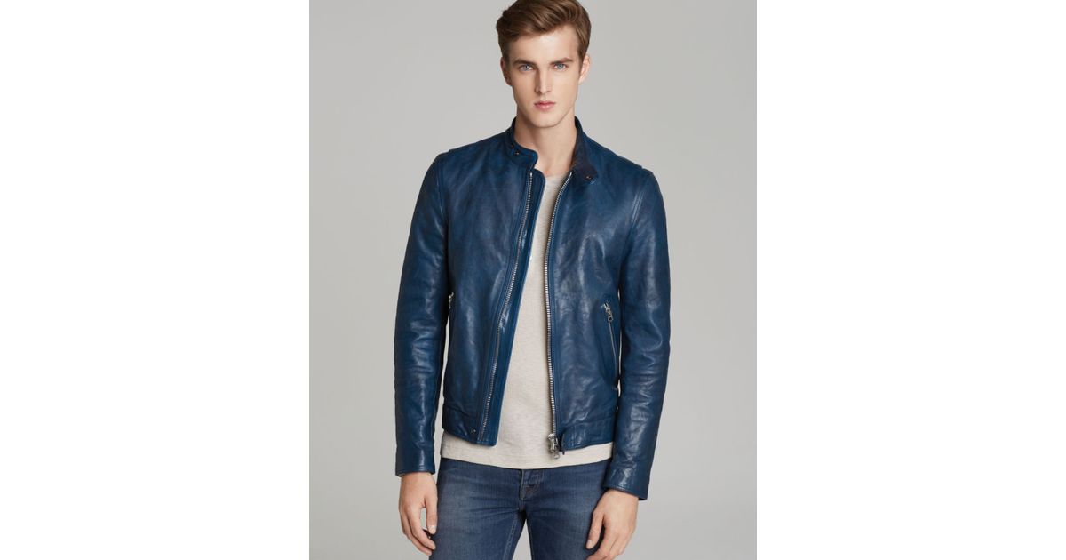 Burberry Brit Dolmain Leather Jacket in Blue for Men | Lyst