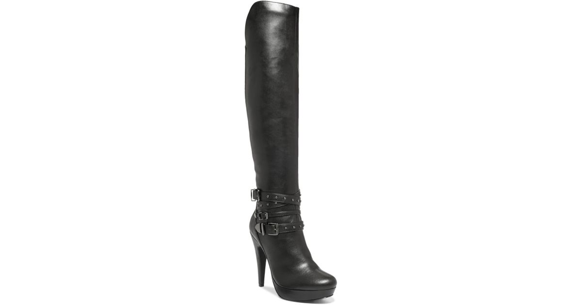 guess black knee high boots