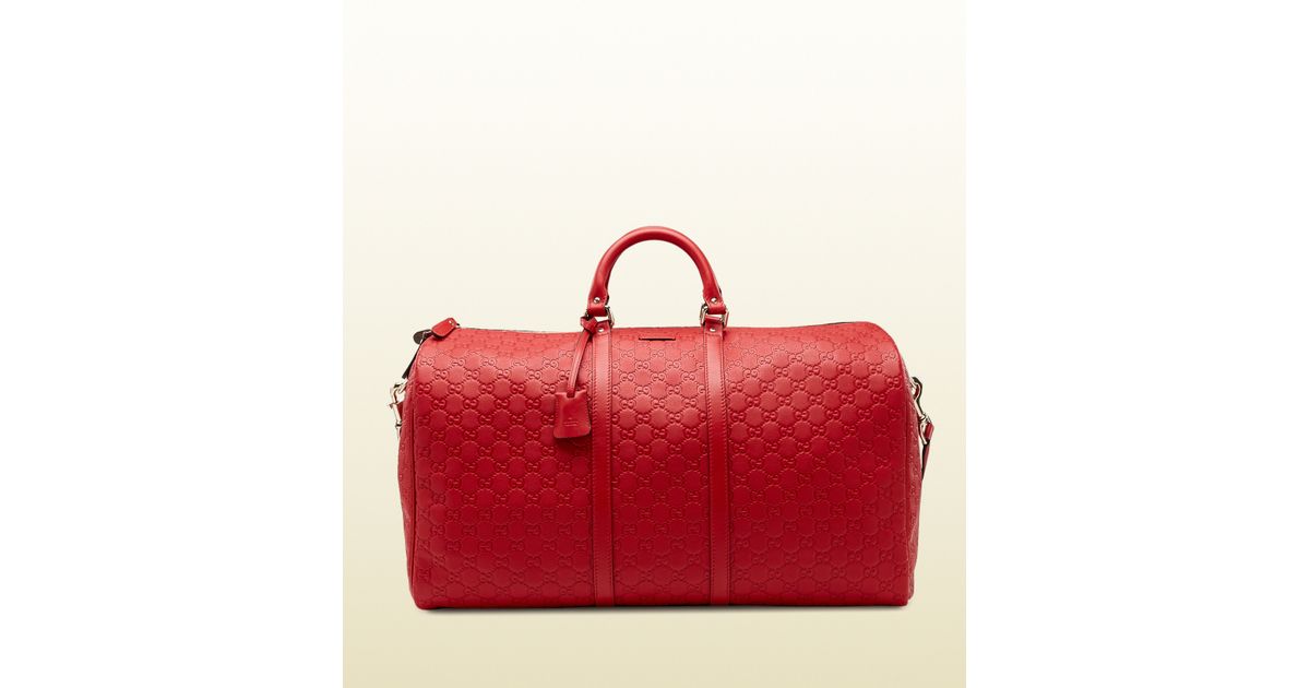 Gucci red cheap leather duffle bag