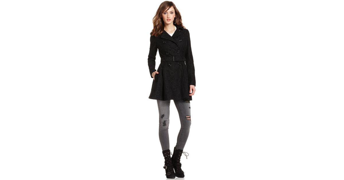 guess black trench coat