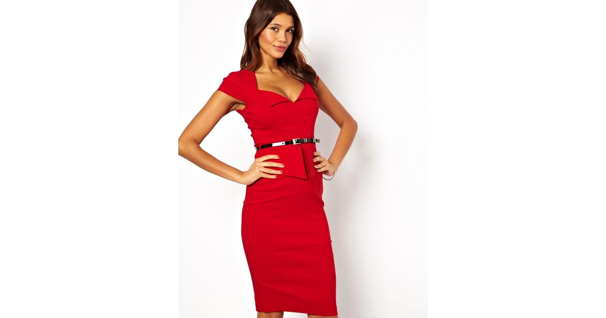 asos red pencil dress