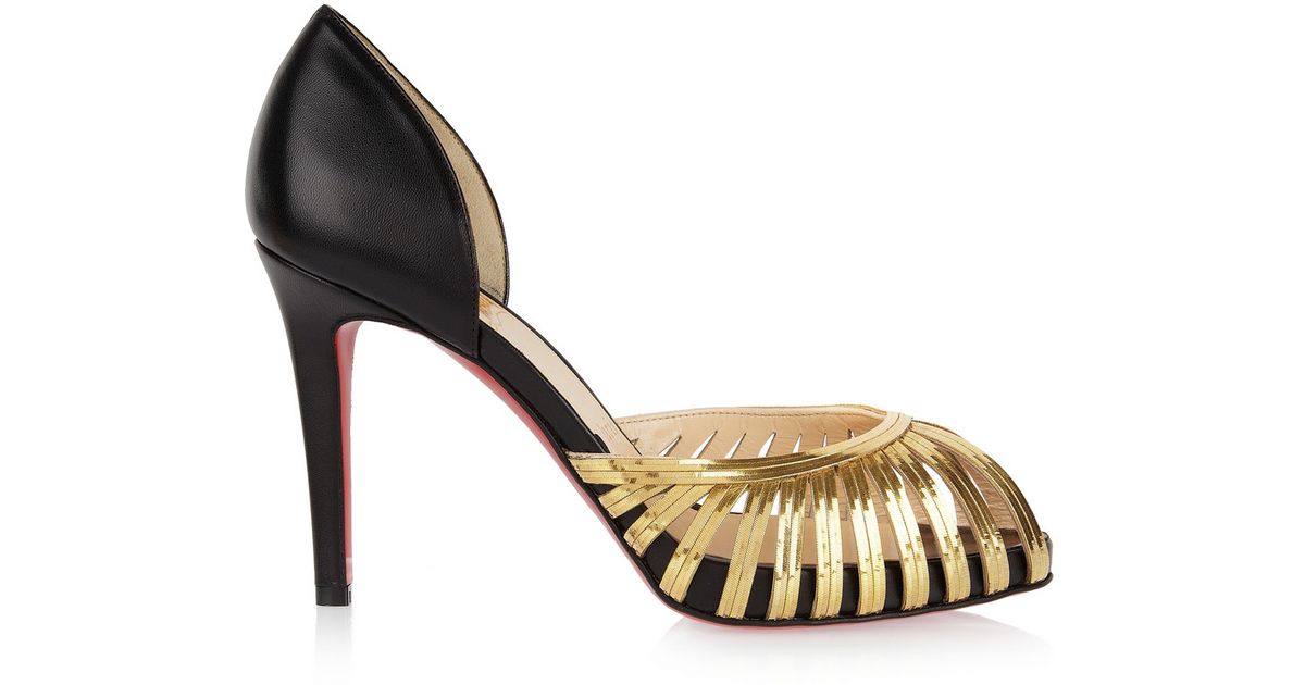 Christian Louboutin Corpus 100 Leather and Chain Pumps in Gold ...