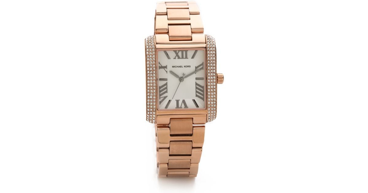 michael kors square rose gold watch