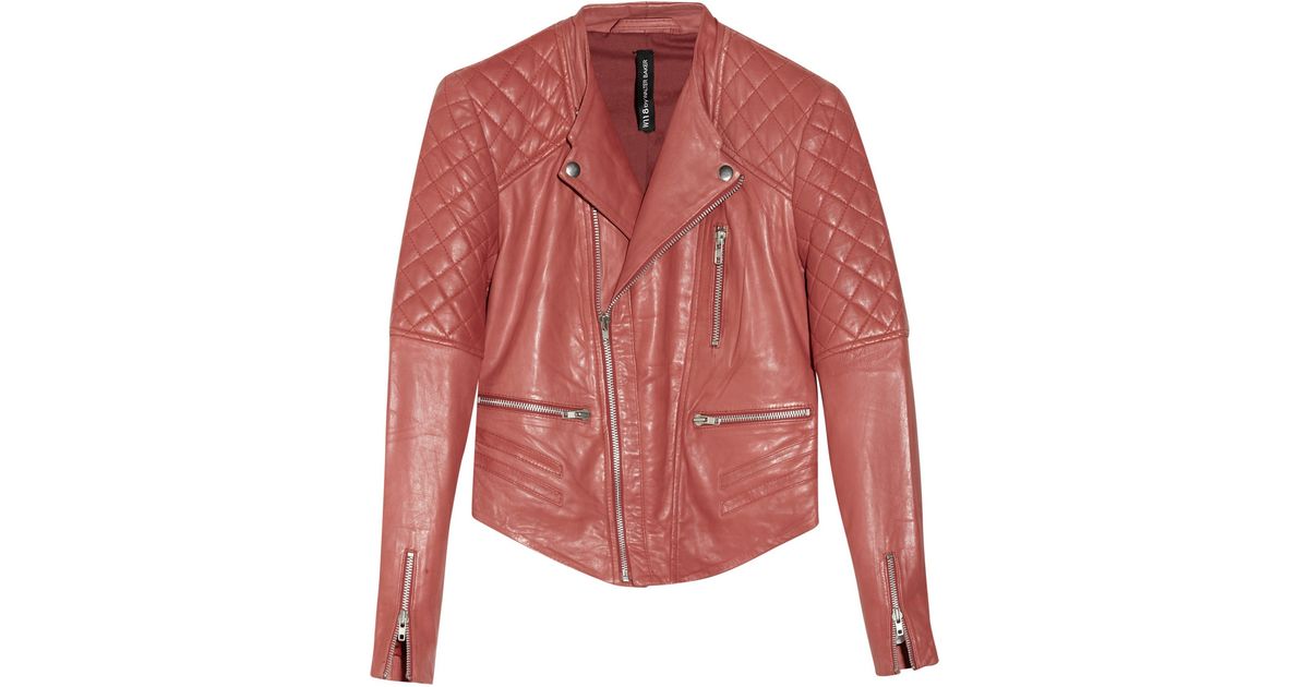 W118 By Walter Baker Pink Mindy Leather Biker Jacket