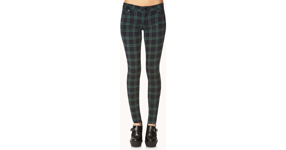 black plaid skinny pants