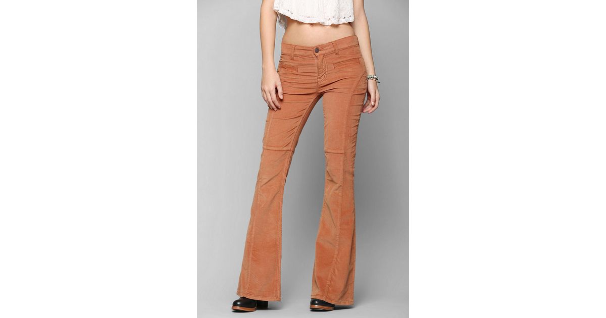 red flare corduroy pants