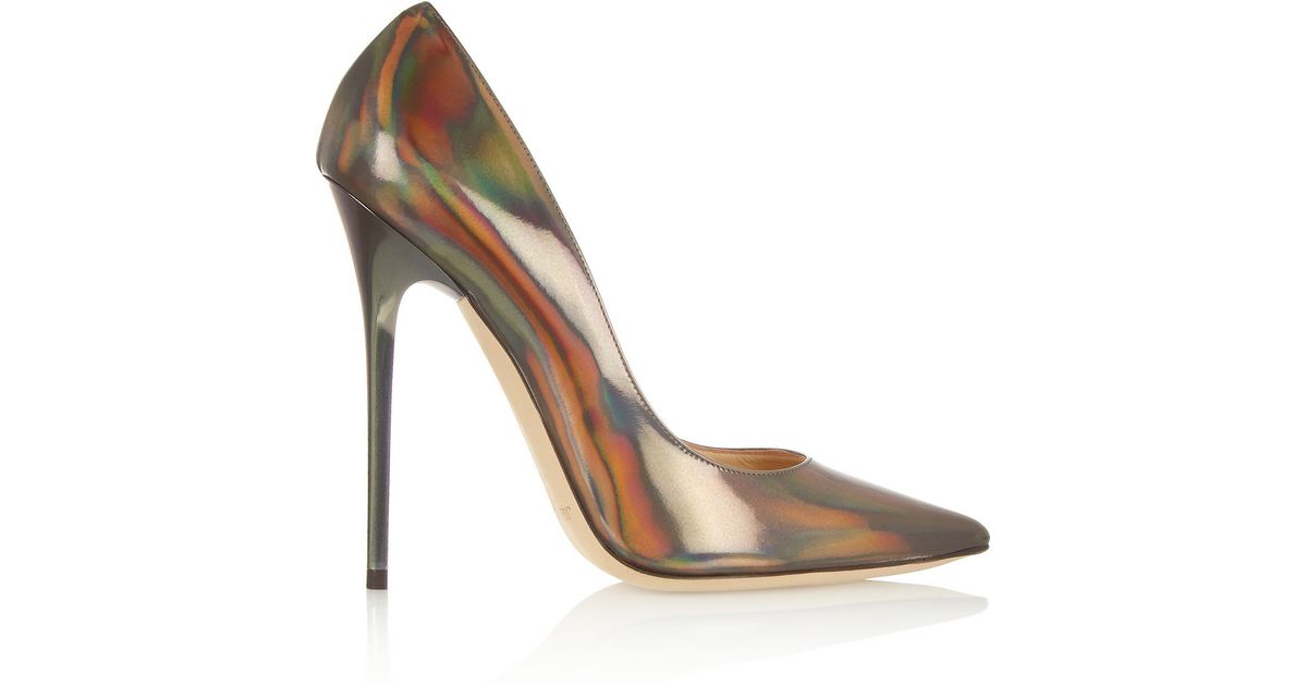 Jimmy Choo Anouk Holographic Leather Pumps in Silver (Metallic) - Lyst