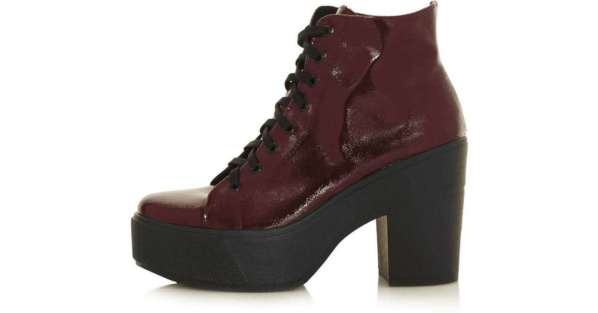 burgundy platform boots