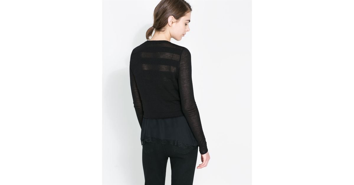 Zara Jumper with A Transparent Stripe in Black Lyst