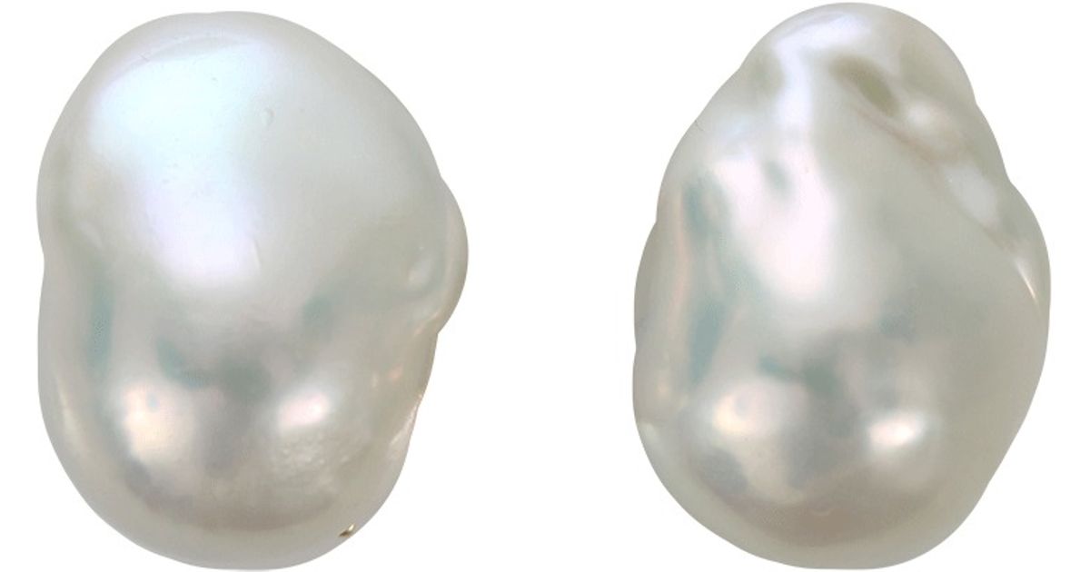 Lyst Yvel White Baroque Fresh Water Pearl Earrings In Metallic