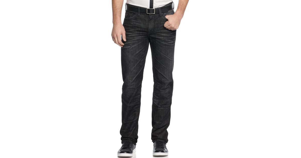 Guess Lincoln Slim Straight-fit Jeans in Black for Men | Lyst