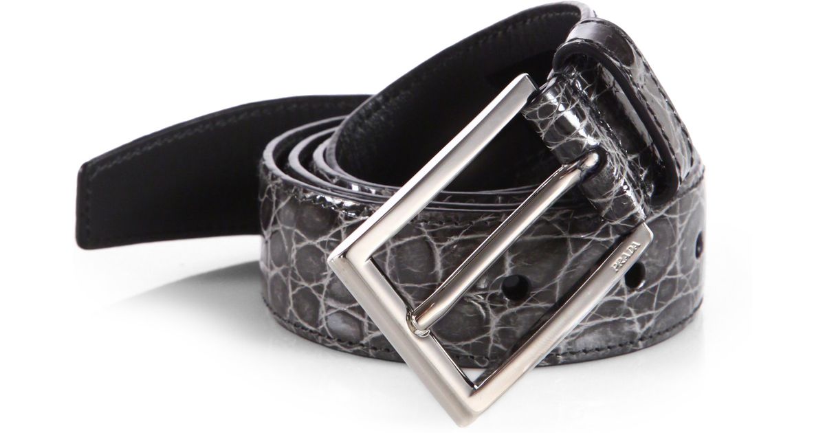 Prada Crocodile Belt in Gray for Men (GREY) | Lyst  