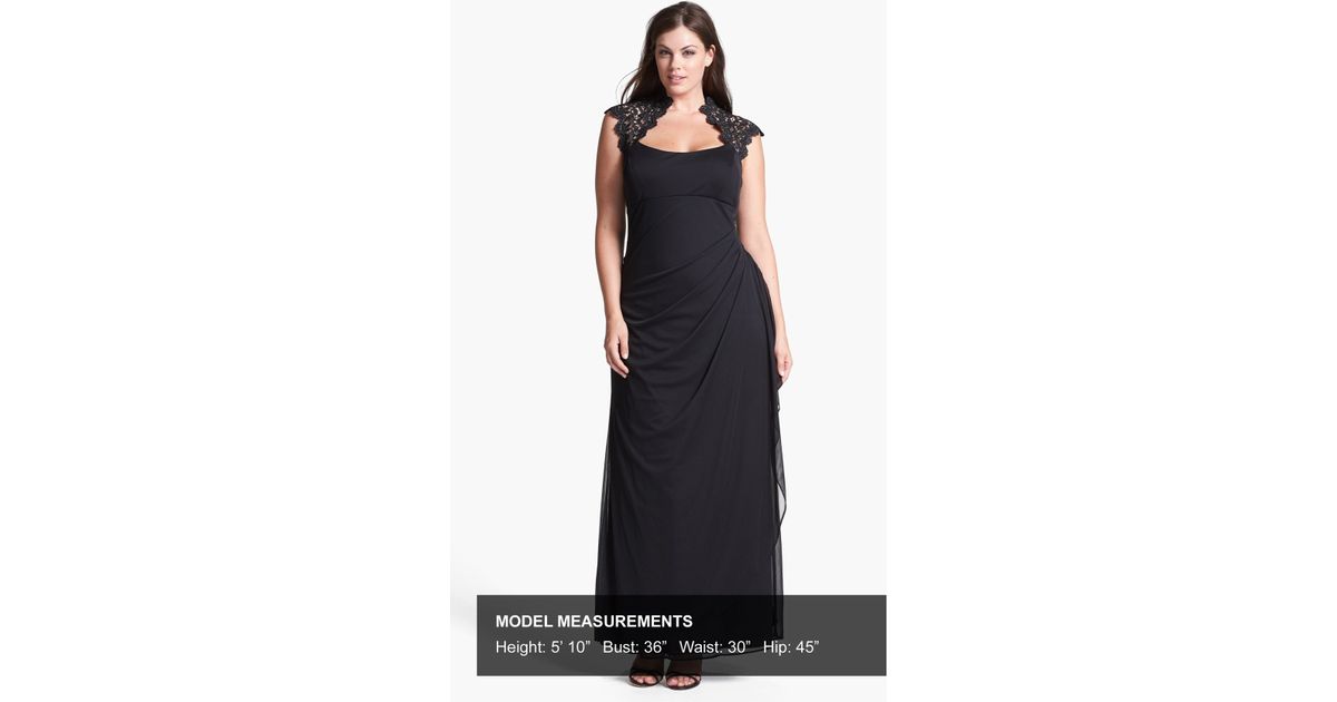 Turmec Xscape Petite Dress Cap Sleeve Lace Draped Shawl