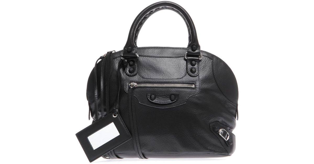 Balenciaga Classic Leather Bowling Bag in Black | Lyst