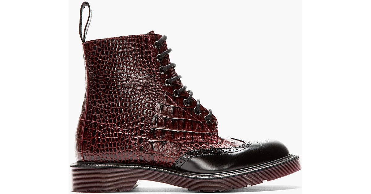 burgundy crocodile boots
