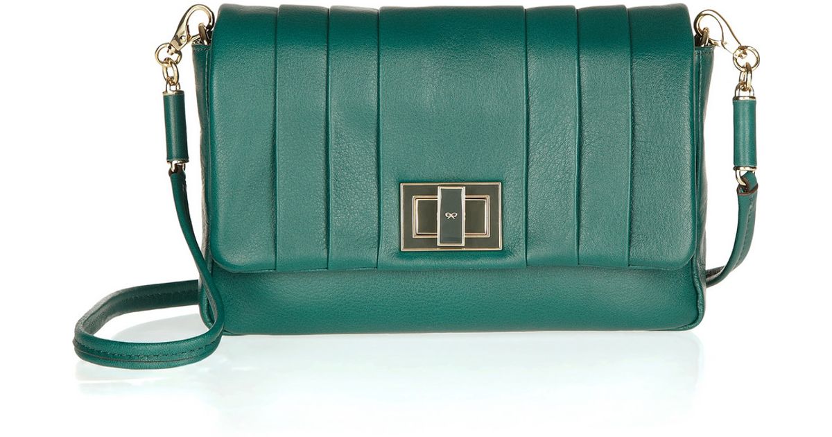Anya Hindmarch Mini Gracie Pleated Leather Shoulder Bag in Green Lyst