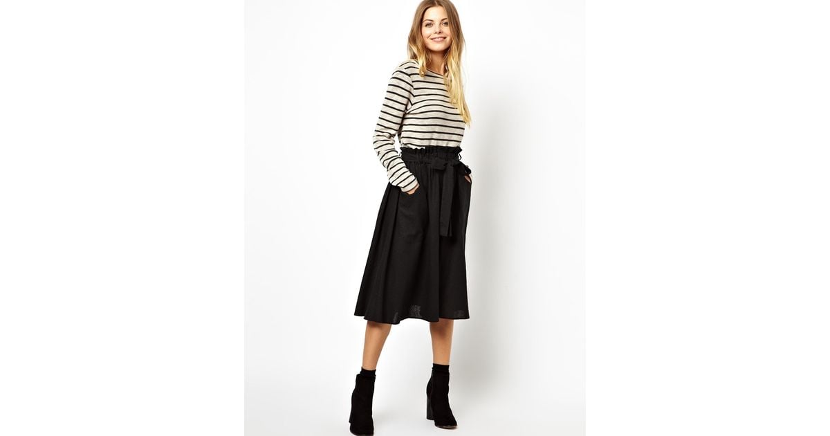 linen midi skirt with pockets