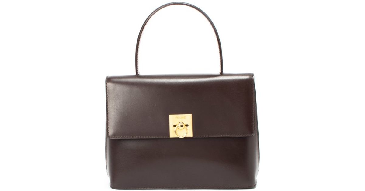 Cline Dark Brown Leather Top Handle Bag in Brown | Lyst  